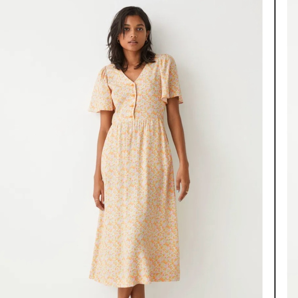 & Other Stories Flutter Sleeve Floral Midi Dress